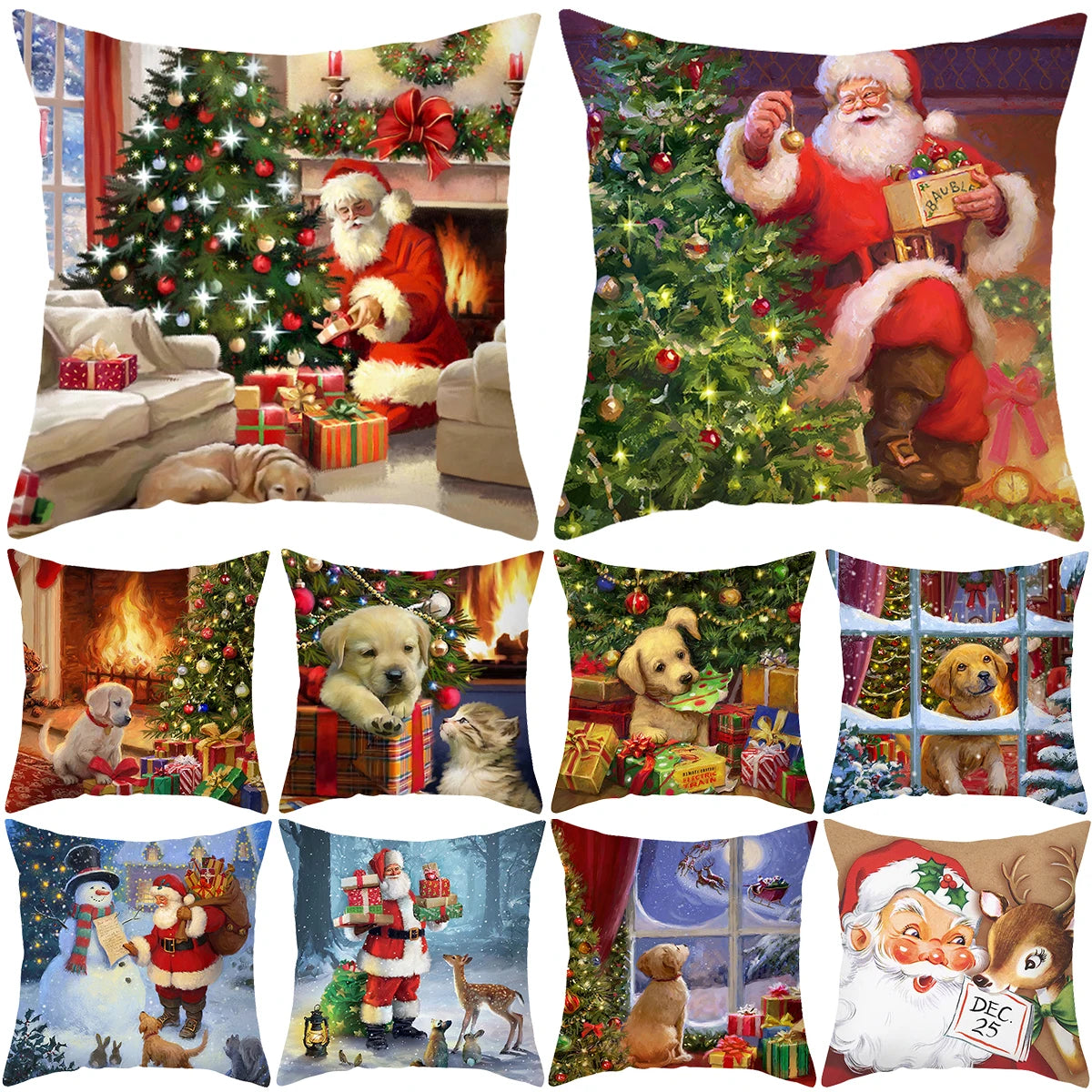 Christmas Collage Throw Pillow