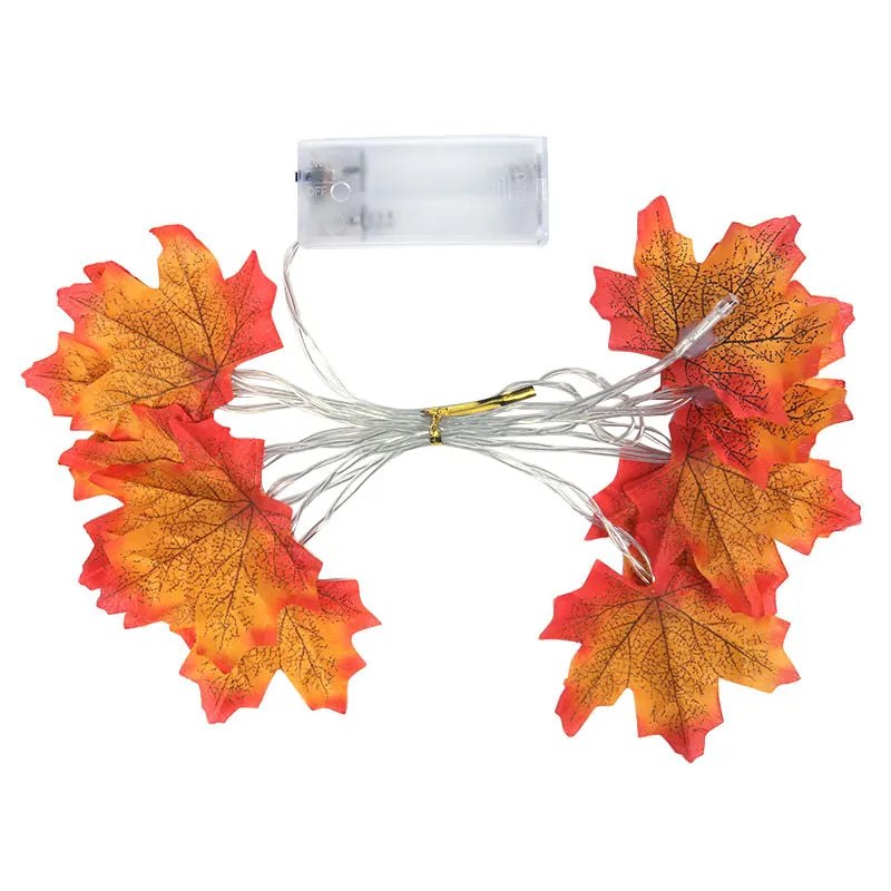 Thanksgiving Fall Artificial Maple Leaves String Lights Garland