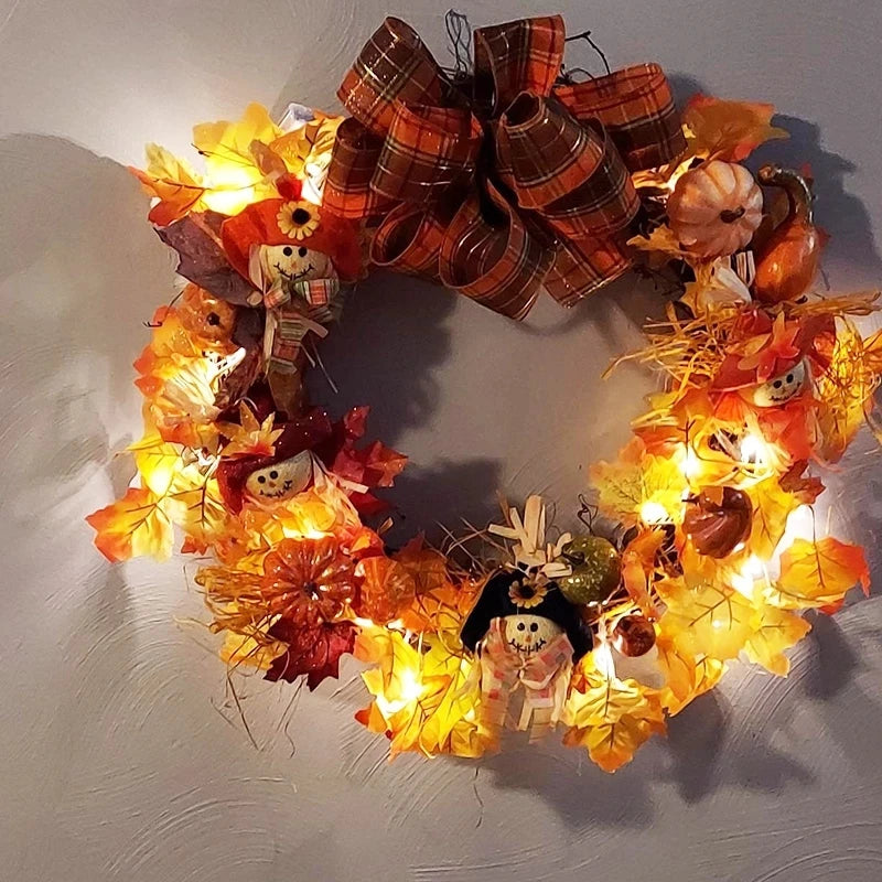 Thanksgiving Fall Artificial Maple Leaves String Lights Garland