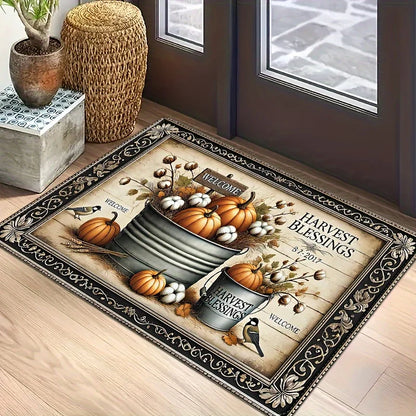 Thanksgiving Fall Pumpkin Theme Door Mat