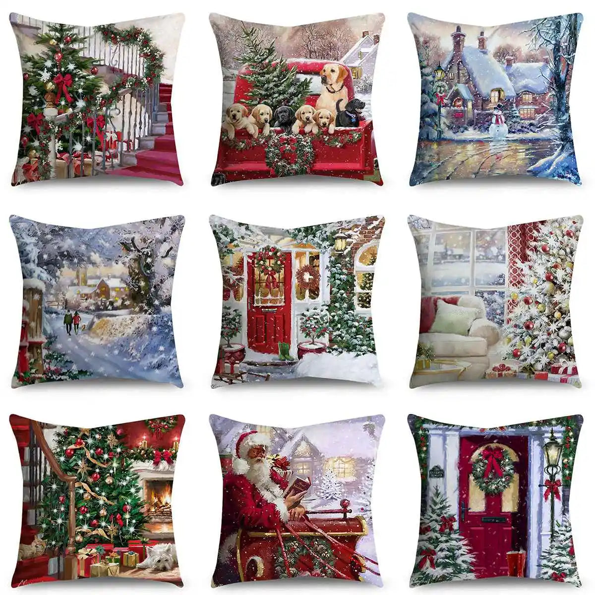 Christmas Collage Throw Pillow