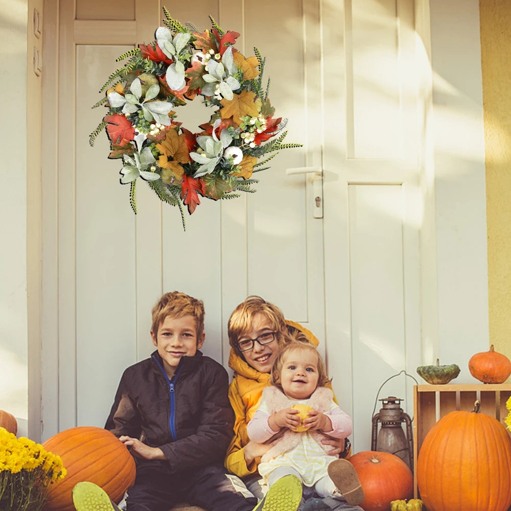 Autumn Wreath with Berries and Pumpkins