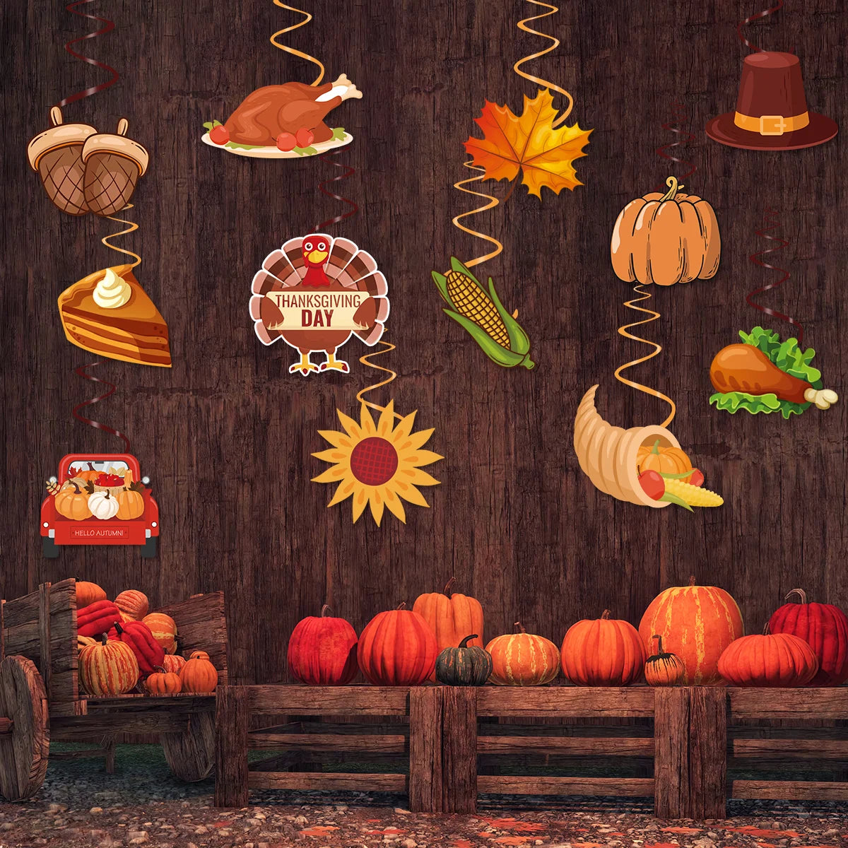 Thanksgiving Swirl Hanging Decorations