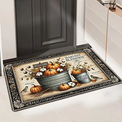 Thanksgiving Fall Pumpkin Theme Door Mat