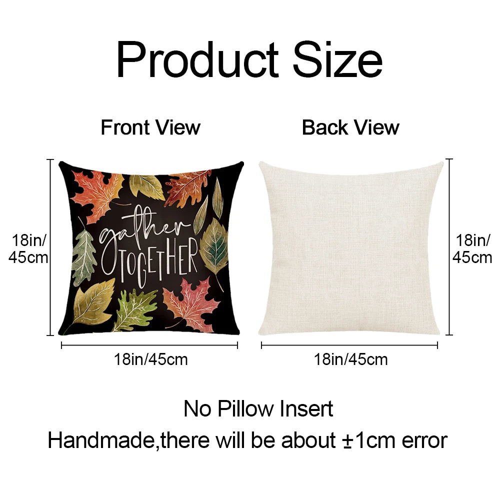 Thanksgiving Pillowcase with Pumpkin & Maple Leaf Design