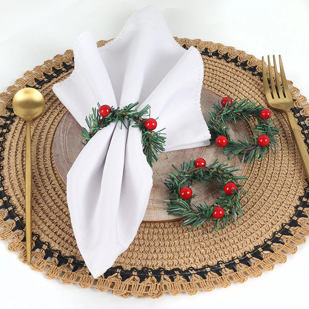 Fruit Pine Needle Flower Napkin Rings